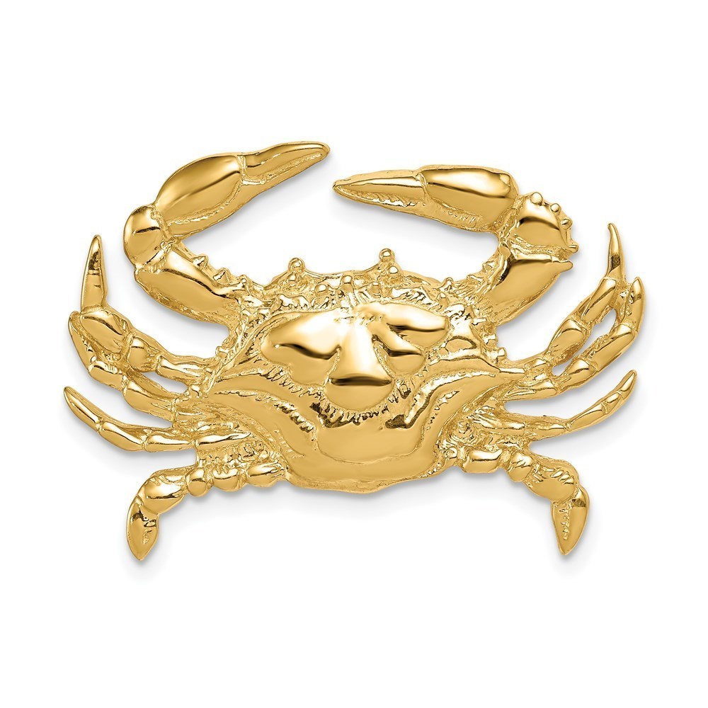 Million Charms 14k Yellow Gold Blue Crab Necklace Slide Pendant
